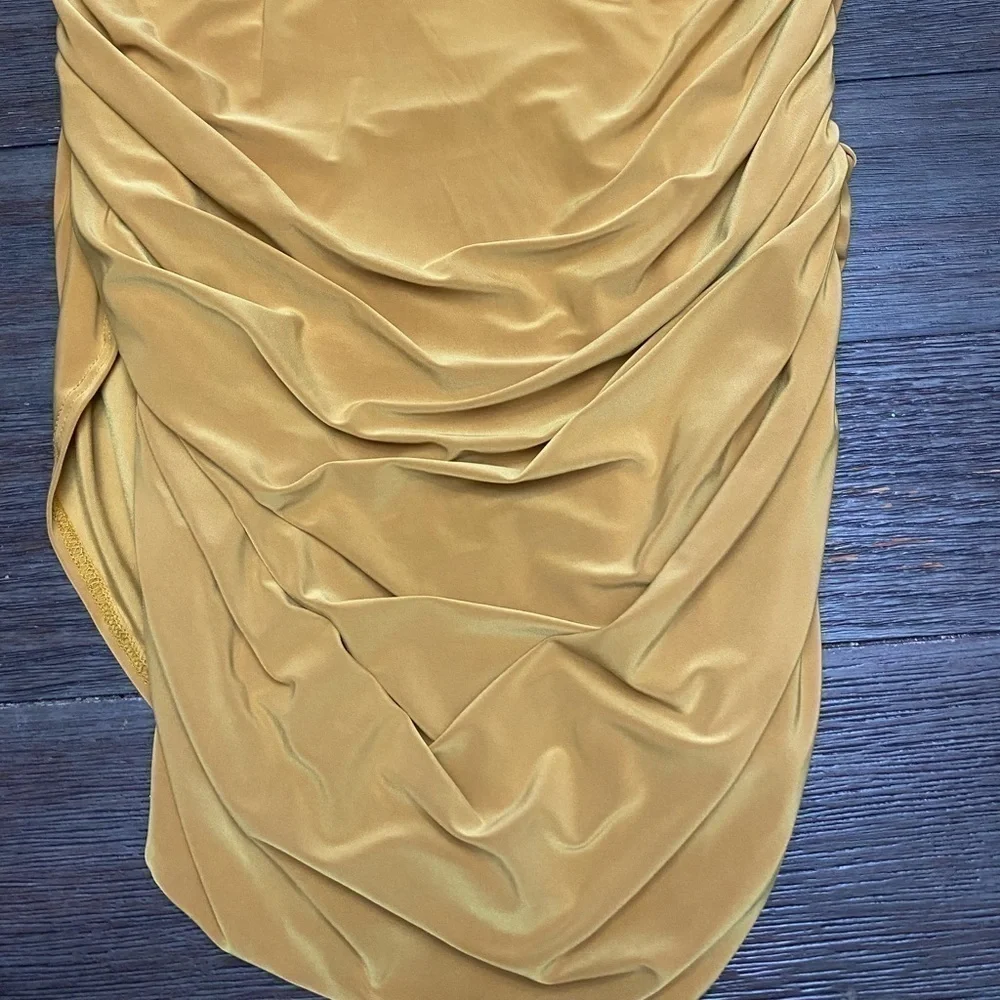 Fashion Nova Mustard Gold Yellow Two Piece Dress skirt set crop top